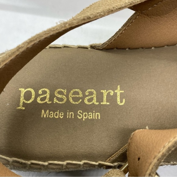 Paseart Women's Tan Suede Leather Cross Strap Espadrille Slingback Sandals 40 - Picture 8 of 11
